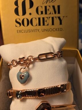 Rose Gold Bracelet with Light Blue Heart Charm